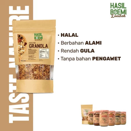 Paket Sugar Free Granola & Selai Kacang ( Peanut Butter ) - Makanan Sehat ORGANIK bebas gula diet diabetes selai KACANG Murni