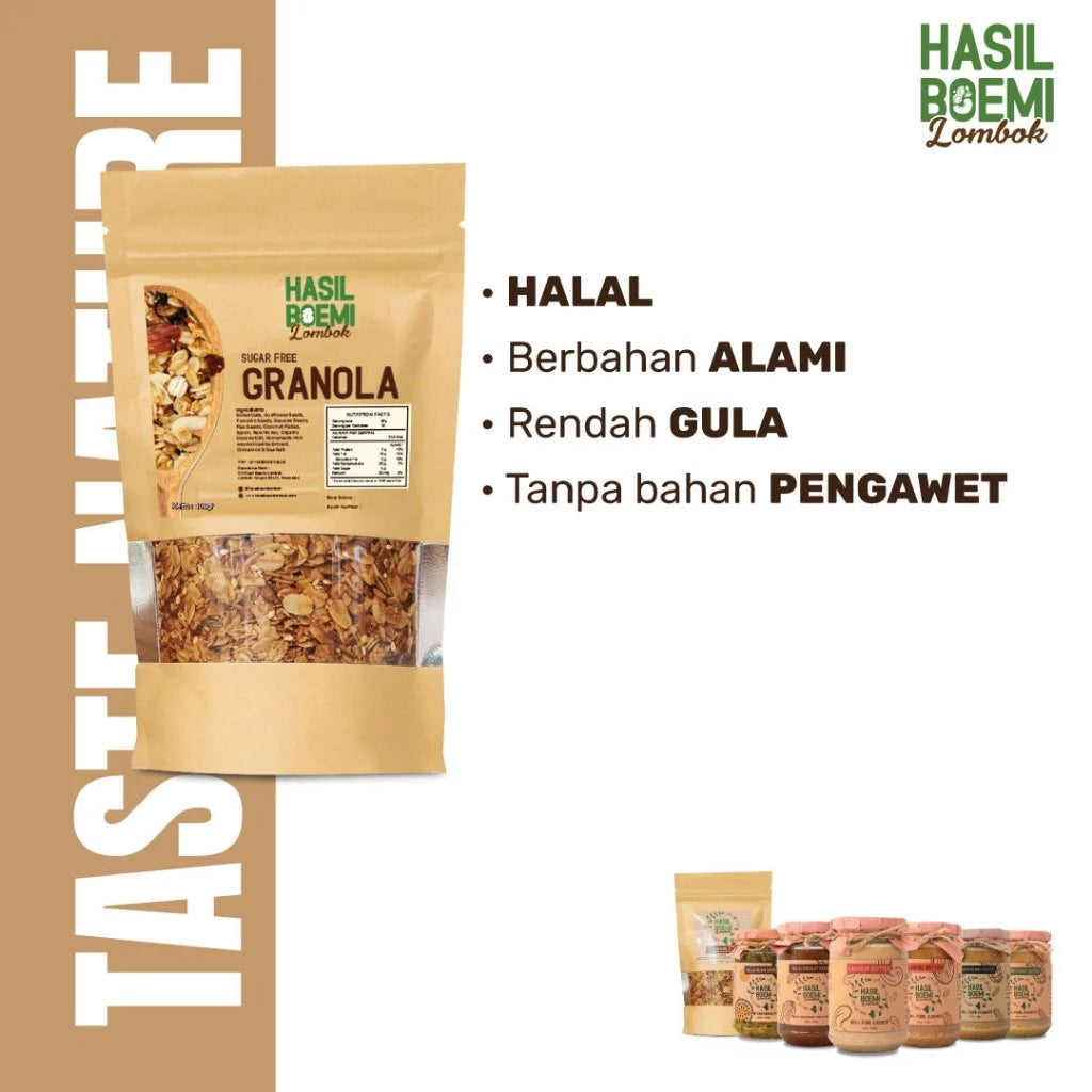 Paket Dark Choco Peanut Butter & Sugar Free Granola - Makanan Sehat Natural Organik rendah gula